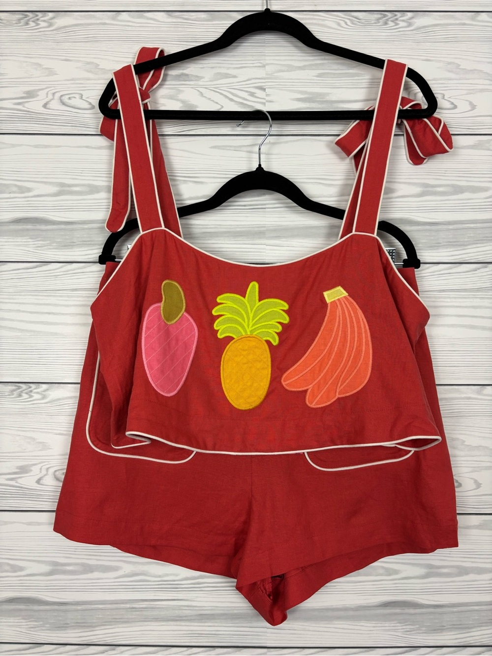 FARM Rio X Anthropologie embroidered tank top matching set shorts large NWT - Picture 2 of 16